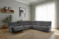 CM9936DG-PM 6 pc Clemens dark grey chenille sectional sofa with power motion recliners and wireless charging pad console