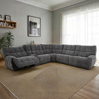 CM9936DG-PM 6 pc Clemens dark grey chenille sectional sofa with power motion recliners and wireless charging pad console