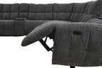CM9936DG-PM 6 pc Clemens dark grey chenille sectional sofa with power motion recliners and wireless charging pad console