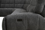 CM9936DG-PM 6 pc Clemens dark grey chenille sectional sofa with power motion recliners and wireless charging pad console