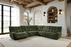 CM9936GR-PM 6 pc Clemens jade green chenille sectional sofa with power motion recliners and wireless charging pad console