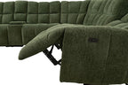 CM9936GR-PM 6 pc Clemens jade green chenille sectional sofa with power motion recliners and wireless charging pad console