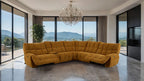 CM9936YL-PM 6 pc Clemens butterscotch chenille sectional sofa with power motion recliners and wireless charging pad console