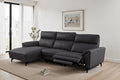 CM9937BK-L 2 pc Themis black top grain leather sectional sofa with power motion recliner and chaise