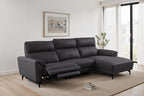 CM9937BK-R 2 pc Themis black top grain leather sectional sofa with power motion recliner and chaise