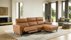 CM9937BR-R 2 pc Themis brown clay top grain leather sectional sofa with power motion recliner and chaise
