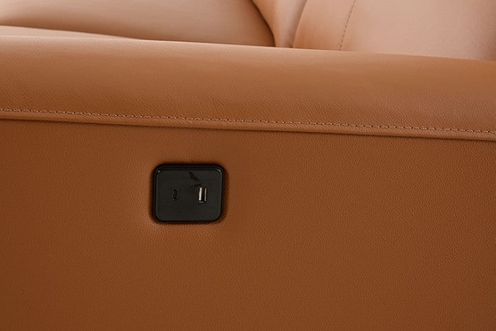 CM9937BR-L 2 pc Themis brown clay top grain leather sectional sofa with power motion recliner and chaise