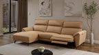 CM9937LB-L 2 pc Themis light brown top grain leather sectional sofa with power motion recliner and chaise