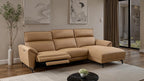 CM9937LB-R 2 pc Themis light brown top grain leather sectional sofa with power motion recliner and chaise