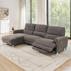 CM9938BR-L 2 pc Brande brown chenille fabric sectional sofa with power motion recliner and chaise