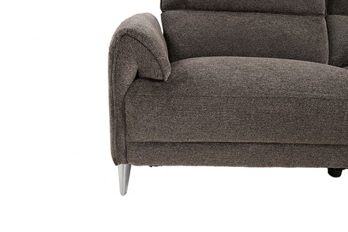CM9938BR-R 2 pc Brande brown chenille fabric sectional sofa with power motion recliner and chaise