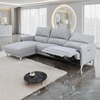CM9938GY-L 2 pc Brande grey chenille fabric sectional sofa with power motion recliner and chaise