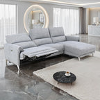 CM9938GY-R 2 pc Brande grey chenille fabric sectional sofa with power motion recliner and chaise