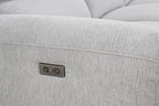 CM9938LG-R 2 pc Brande light grey chenille fabric sectional sofa with power motion recliner and chaise