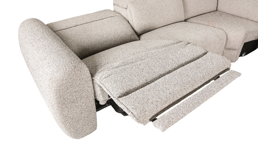 CM9939TP-SECT-PM  6 pc Zander taupe fabric power motion recliner sectional sofa with storage console