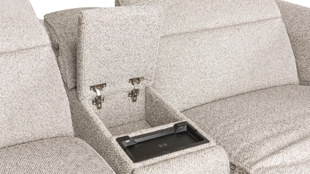 CM9939TP-SECT-PM  6 pc Zander taupe fabric power motion recliner sectional sofa with storage console