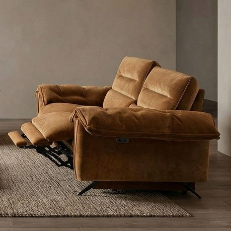 CM9943BR-PM-2PC 2 pc Morley sienna brown fabric sofa and love seat with power recliner ends