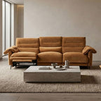 CM9943BR-PM-2PC 2 pc Morley sienna brown fabric sofa and love seat with power recliner ends