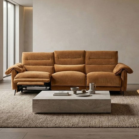 CM9943BR-PM-2PC 2 pc Morley sienna brown fabric sofa and love seat with power recliner ends
