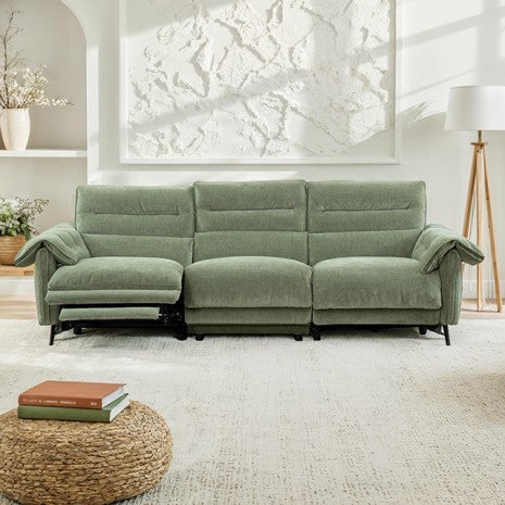 CM9943GR-PM-2PC 2 pc Morley sage green fabric sofa and love seat with power recliner ends