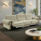 CM9943TP-PM-2PC 2 pc Morley taupe fabric sofa and love seat with power recliner ends