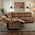 CM9944BR-SECT-PM 6 pc Mattheus cypris brown fabric sectional sofa with power motion recliner and USB chargers