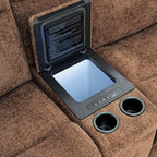 CM9944BR-SECT-PM 6 pc Mattheus cypris brown fabric sectional sofa with power motion recliner and USB chargers