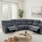 CM9944DG-SECT-PM 6 pc Mattheus charcoal grey fabric sectional sofa with power motion recliner and USB chargers