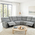 CM9944GY-SECT-PM 6 pc Mattheus grey fabric sectional sofa with power motion recliner and USB chargers