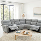 CM9944GY-SECT-PM 6 pc Mattheus grey fabric sectional sofa with power motion recliner and USB chargers
