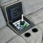 CM9944GY-SECT-PM 6 pc Mattheus grey fabric sectional sofa with power motion recliner and USB chargers