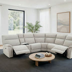 CM9944LG-SECT-PM 6 pc Mattheus dove grey fabric sectional sofa with power motion recliner and USB chargers