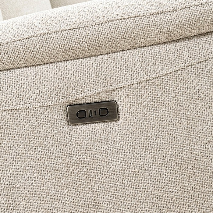 CM9944LG-SECT-PM 6 pc Mattheus dove grey fabric sectional sofa with power motion recliner and USB chargers