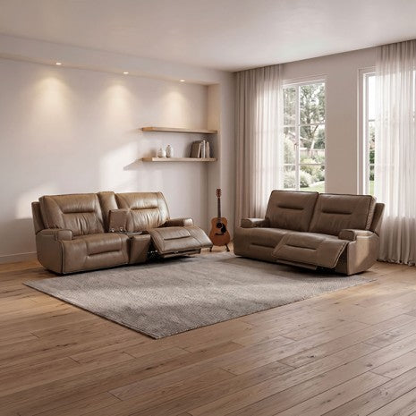 Dallas Cocoa Brown Top Grain Leather Match 2-Piece Power Zero Gravity Sofa & Love Seat Set – CM9945-FOCO-PM-2PC