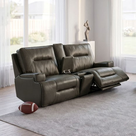 Dallas Dark Olive Green Top Grain Leather Match 2-Piece Power Zero Gravity Sofa & Love Seat Set – CM9945-FOGR-PM-2PC