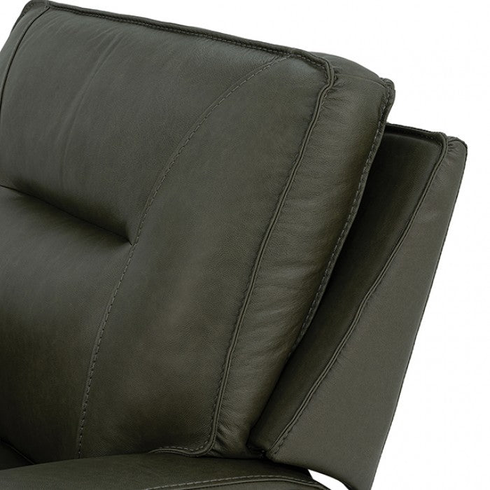 Dallas Dark Olive Green Top Grain Leather Match 2-Piece Power Zero Gravity Sofa & Love Seat Set – CM9945-FOGR-PM-2PC