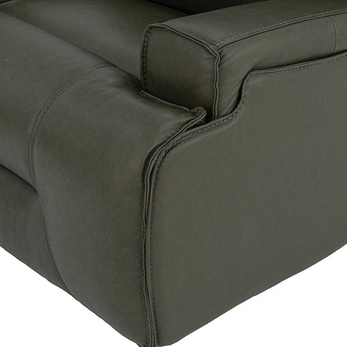 Dallas Dark Olive Green Top Grain Leather Match 2-Piece Power Zero Gravity Sofa & Love Seat Set – CM9945-FOGR-PM-2PC