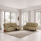 Dallas Warm Taupe Top Grain Leather Match 2-Piece Power Zero Gravity Sofa & Love Seat Set – CM9945-FOTA-PM-2PC