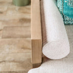 CM9981-2PC 2 pc A&J homes studio Alesund beige fabric light oak finish wood sofa and love seat set