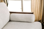 CM9982-2PC 2 pc A&J homes studio Alesund beige fabric walnut finish wood sofa and love seat set