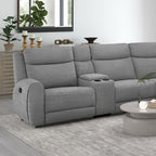 CM9985GY-SECT 3 pc Antonius grey linen like fabric sectional sofa with recliners on each end cup console