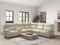 CM9986BG-SECT 6 pc Jacobus beige top grain leather sectional sofa with recliners on each end cup console