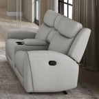 CM9986LG-2PC 2 pc Jacobus light grey top grain leather sofa and love seat with recliners on each end cup console