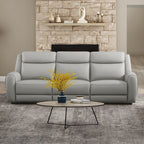 CM9986LG-2PC 2 pc Jacobus light grey top grain leather sofa and love seat with recliners on each end cup console