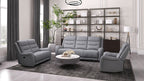 CM9987GY-2PC 2 pc Matthias grey linene like fabric sofa and love seat with recliners on each end