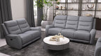 CM9987GY-2PC 2 pc Matthias grey linene like fabric sofa and love seat with recliners on each end