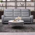 CM9987GY-2PC 2 pc Matthias grey linene like fabric sofa and love seat with recliners on each end