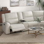 CM9988BG-SECT 3 pc Giraldus beige linen like fabric sectional sofa with recliners on each end cup console