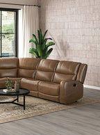 CM9989BR-SECT 3 pc Leolinus brown top grain leather sectional sofa with recliner ends cup console