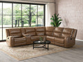 CM9989BR-SECT 3 pc Leolinus brown top grain leather sectional sofa with recliner ends cup console